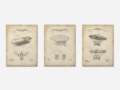 Steampunk Airship Patent Prints -  Set of 3 mockup - A_t10022-V1-PC_AP-SS_3-PS_11x14-C_par variant