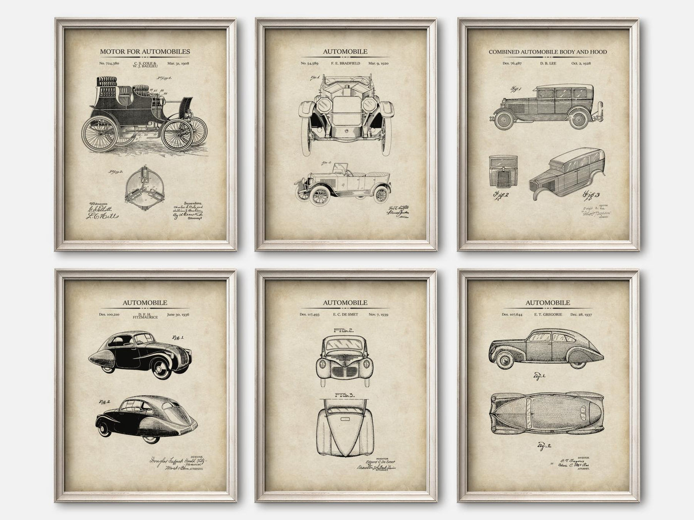 Vintage Car Patent Print Set of 6 mockup - A_t10018-V1-PC_F+O-SS_6-PS_5x7-C_par variant