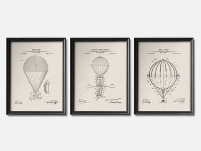 Hot Air Balloon Patent Print Set of 3 mockup - A_t10030-V1-PC_F+B-SS_3-PS_11x14-C_ivo variant
