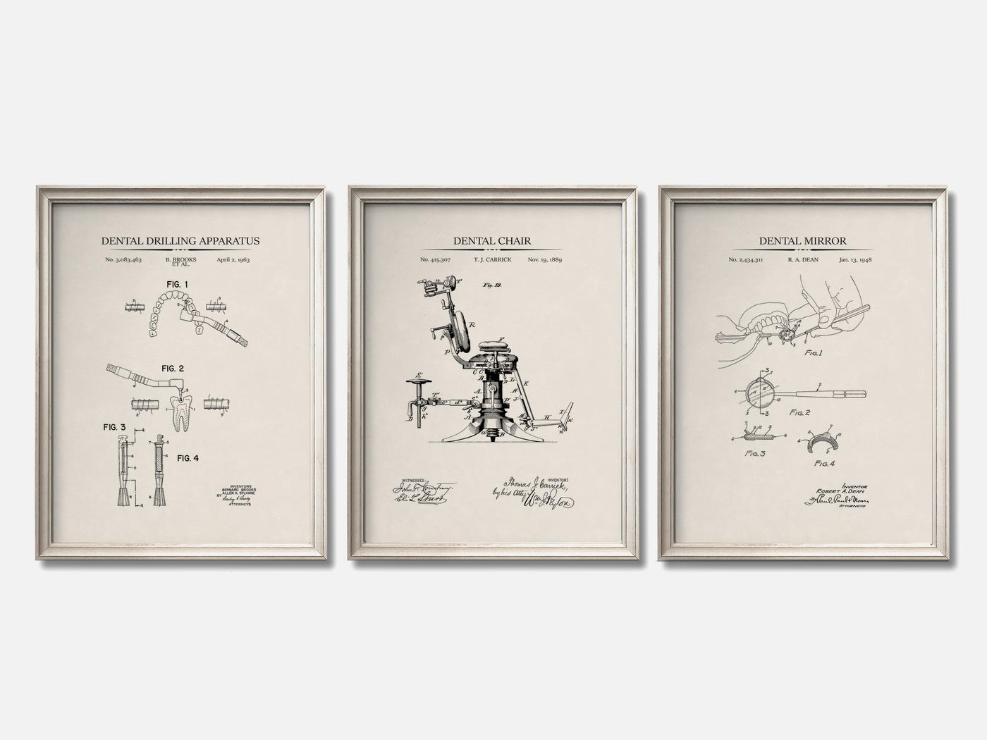 Dentistry Patent Print Set of 3 mockup - A_t10020-V1-PC_F+O-SS_3-PS_11x14-C_ivo variant