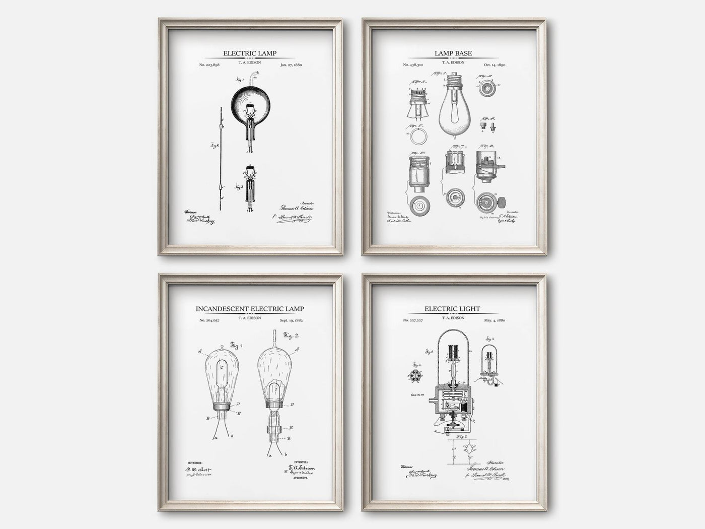 Thomas Edison Patent Print Set of 4 mockup - A_t10024-V1-PC_F+O-SS_4-PS_5x7-C_whi variant