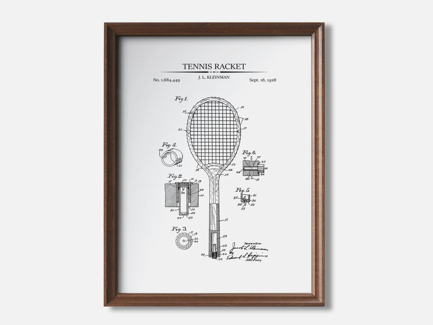 Tennis Racket Patent Print mockup - A_t10049.3-V1-PC_F+WA-SS_1-PS_5x7-C_whi variant