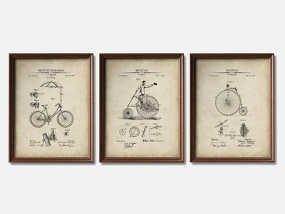 Vintage Bicycle Patent Print Set of 3 mockup - A_t10125-V1-PC_F+WA-SS_3-PS_11x14-C_par variant