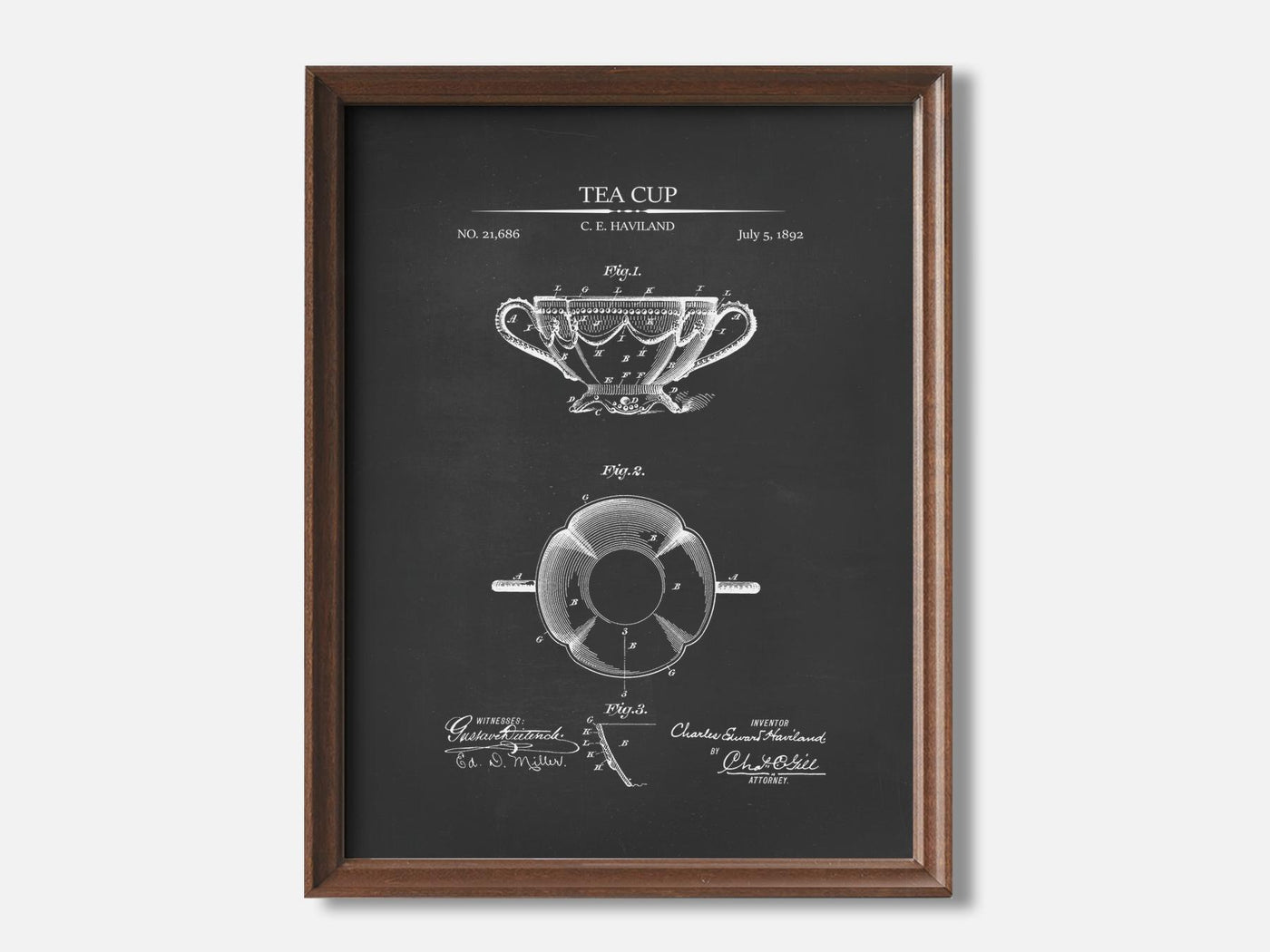 Tea Cup 1 Walnut - Chalkboard mockup