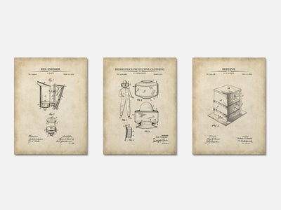 Beekeeping Patent Print Set of 3 mockup - A_t10063-V1-PC_AP-SS_3-PS_11x14-C_par