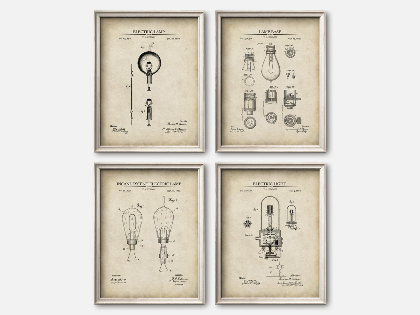 Thomas Edison Patent Print Set of 4 mockup - A_t10024-V1-PC_F+O-SS_4-PS_5x7-C_par variant