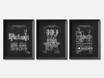 Steam Engines - Patent Print Set of 3 mockup - A_t10119-V1-PC_F+B-SS_3-PS_11x14-C_cha variant