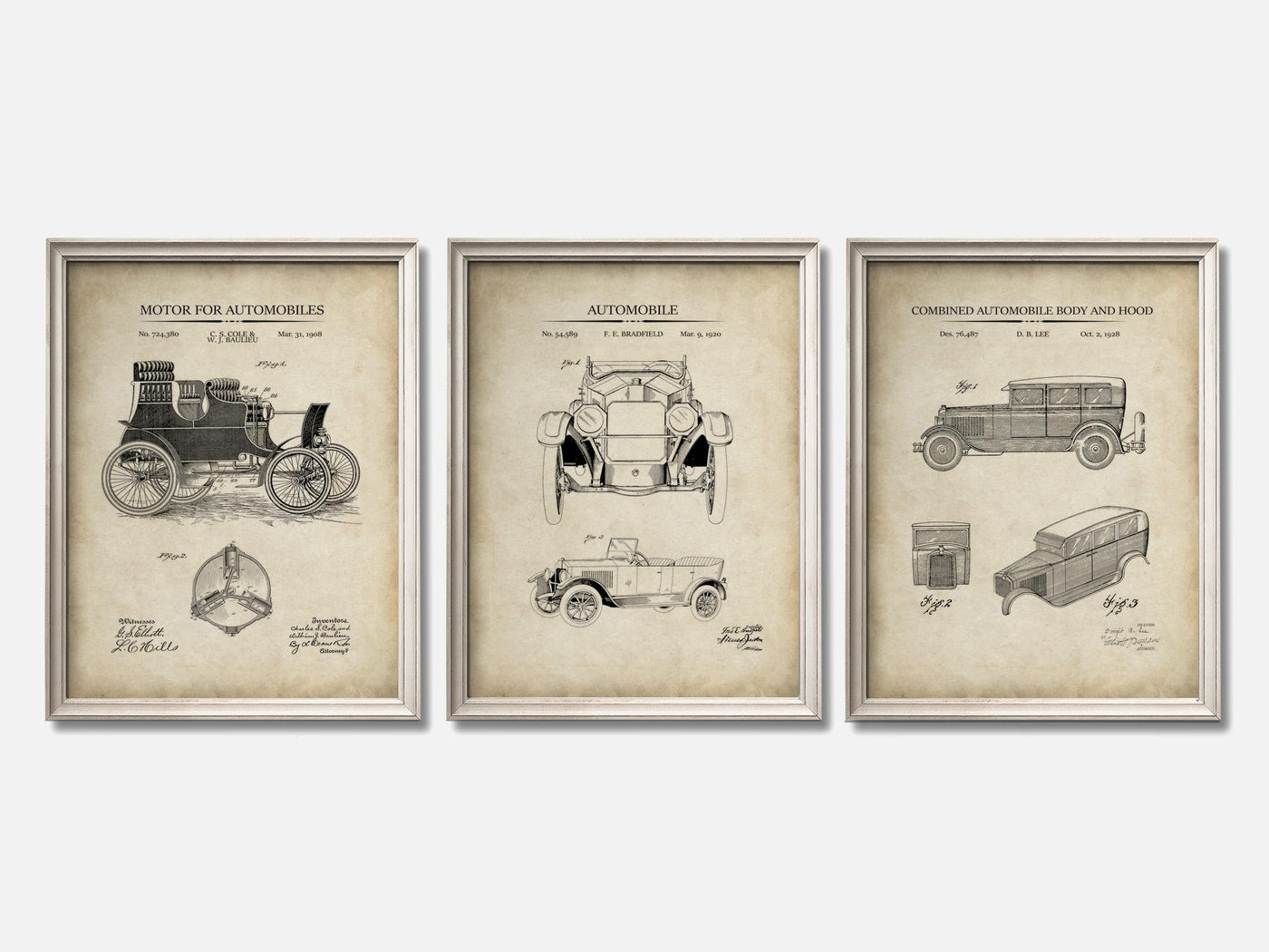 Early 20th Century Cars - Patent Print Set of 3 mockup - A_t10133-V1-PC_F+O-SS_3-PS_11x14-C_par variant