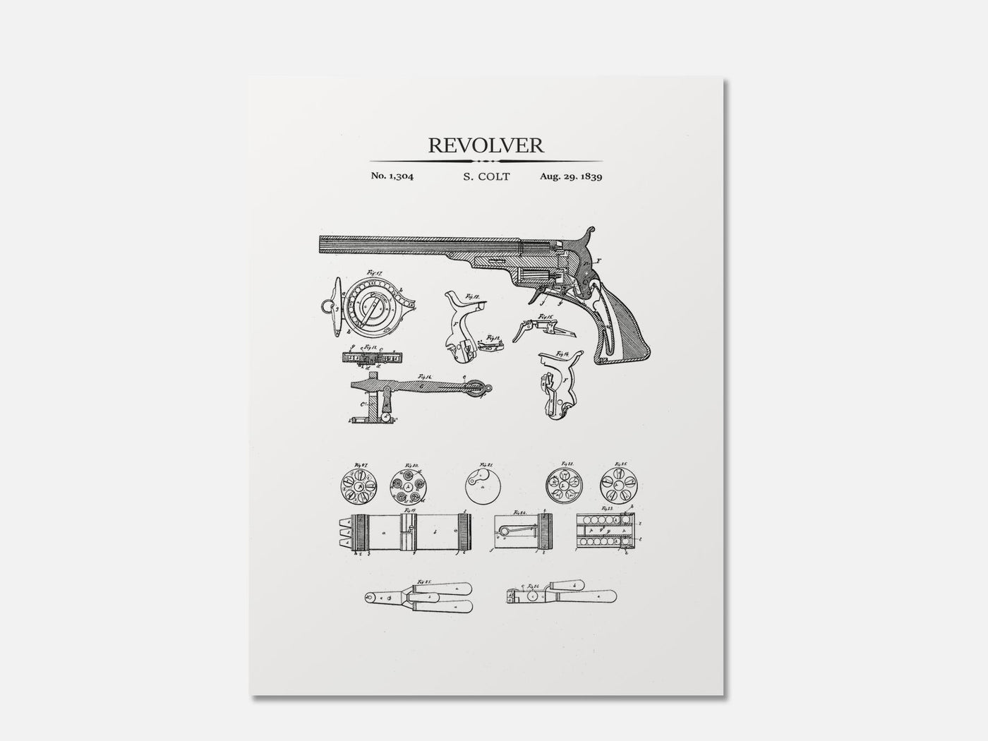 Colt Revolver Patent Print mockup - A_t10005.3-V1-PC_AP-SS_1-PS_5x7-C_whi