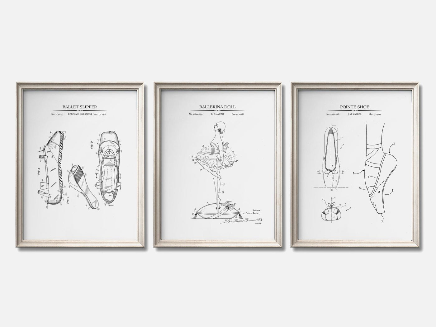 Ballet Patent Print Set of 3 mockup - A_t10065-V1-PC_F+O-SS_3-PS_11x14-C_whi variant