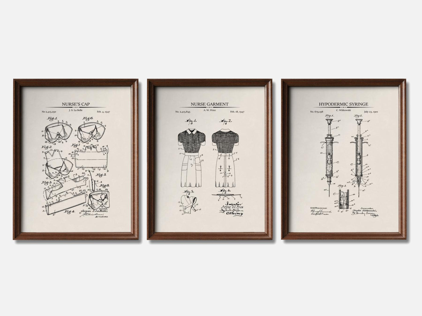 Nurse Patent Print Set of 3 mockup - A_t10101-V1-PC_F+WA-SS_3-PS_11x14-C_ivo variant