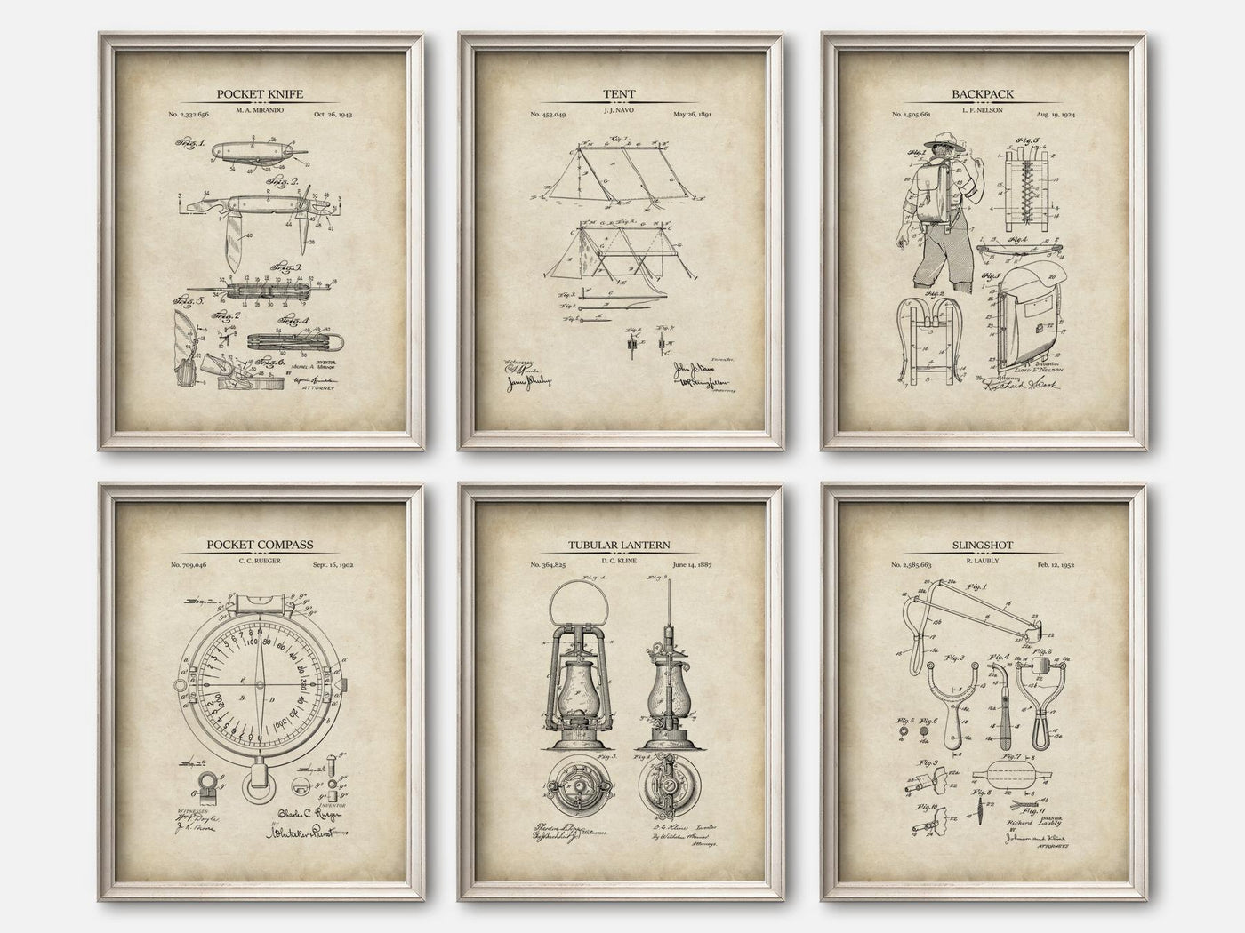 Boy Scout Patent Prints - Set of 6 mockup - A_t10165-V1-PC_F+O-SS_6-PS_5x7-C_par variant