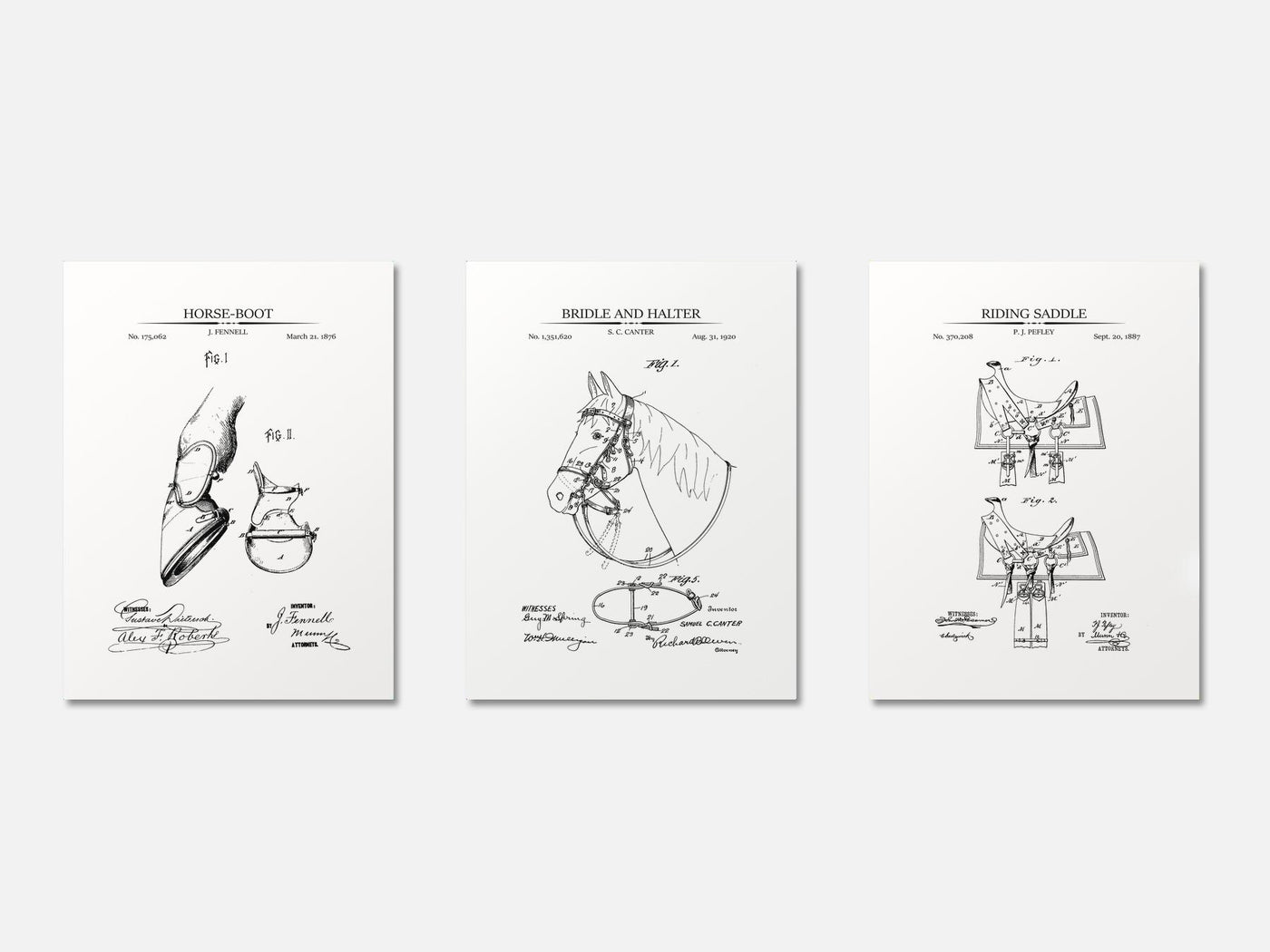 Horse Riding Patent Print Set of 3 mockup - A_t10074-V1-PC_AP-SS_3-PS_11x14-C_whi variant