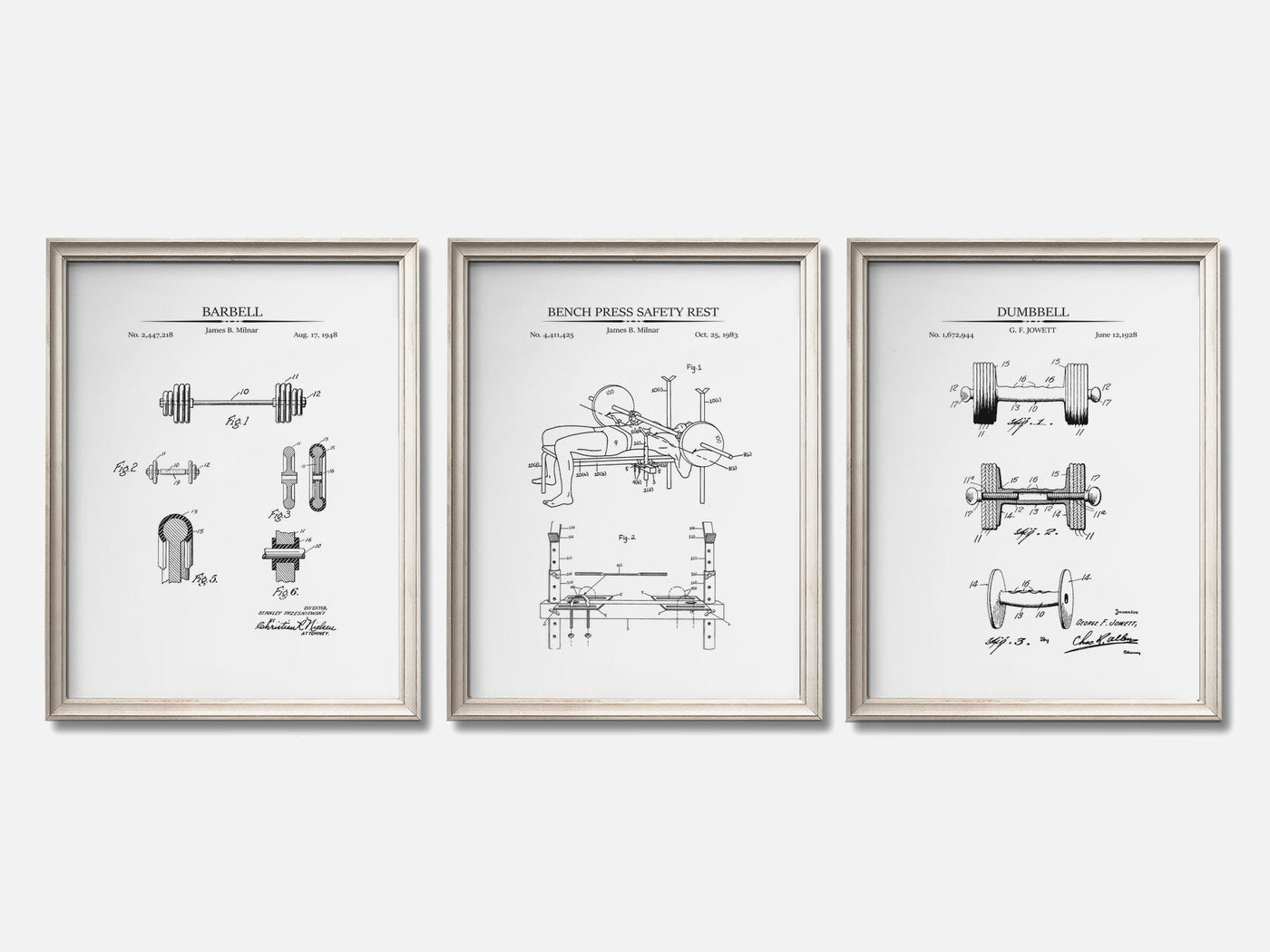 Weightlifting Patent Print Set of 3 mockup - A_t10110-V1-PC_F+O-SS_3-PS_11x14-C_whi variant