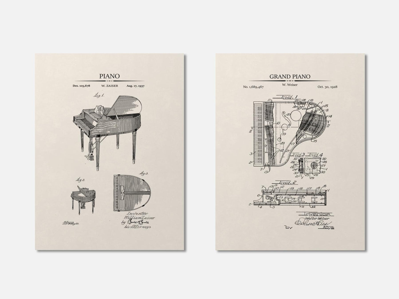 Piano Patent Print Set of 2 mockup - A_t10117-V1-PC_AP-SS_2-PS_11x14-C_ivo variant