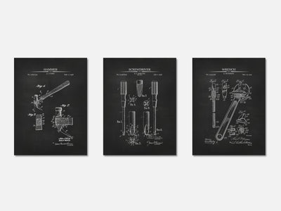 Vintage Tools Patent Print Set of 3 mockup - A_t10058-V1-PC_AP-SS_3-PS_11x14-C_cha variant