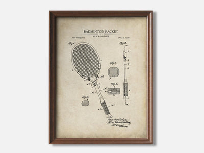 Badminton Racket 1 Walnut - Parchment mockup