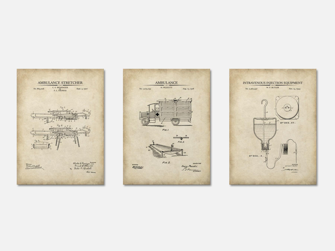 Paramedic Patent Print Set of 3 mockup - A_t10057-V1-PC_AP-SS_3-PS_11x14-C_par