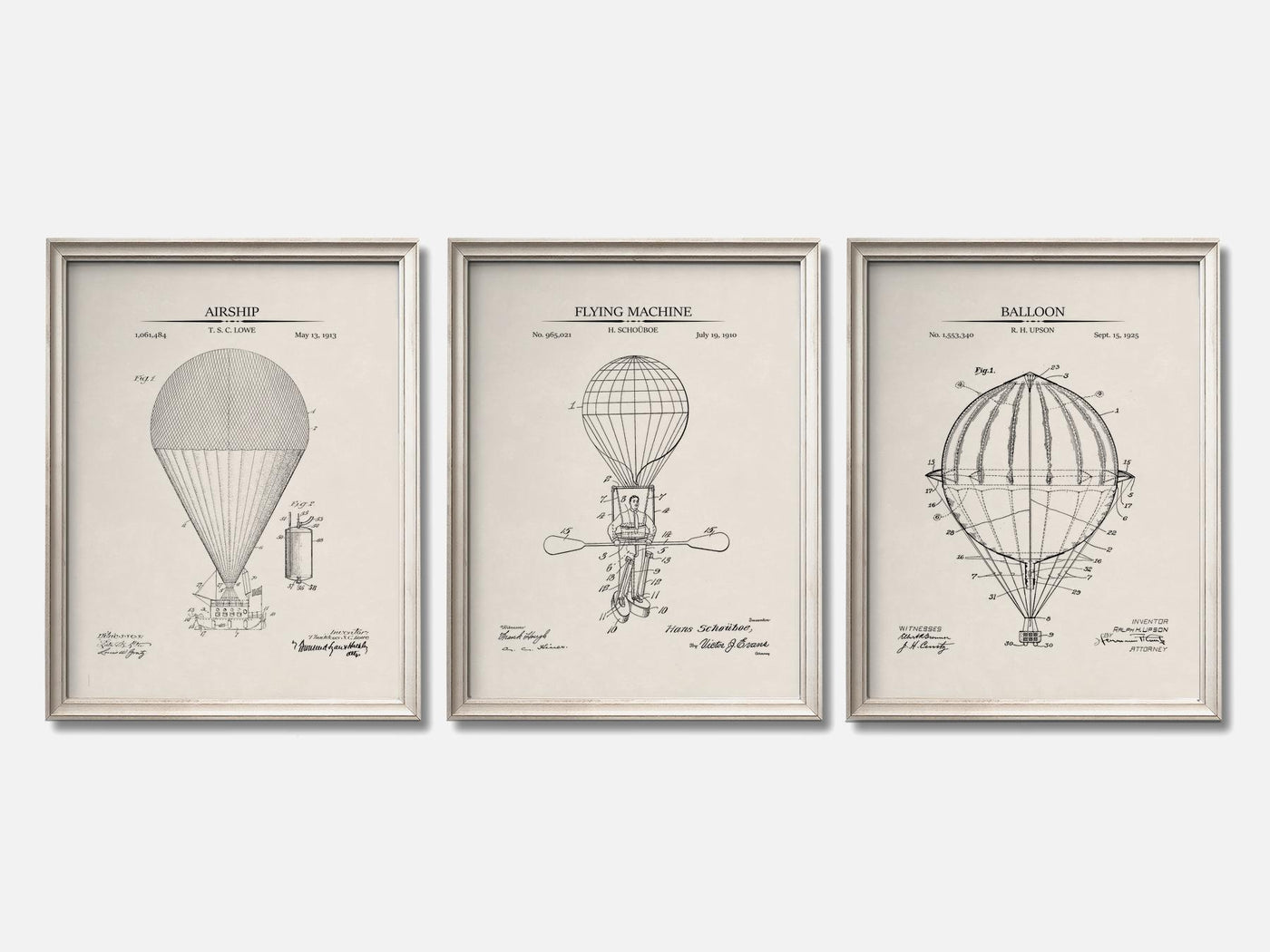 Hot Air Balloon Patent Print Set of 3 mockup - A_t10030-V1-PC_F+O-SS_3-PS_11x14-C_ivo variant