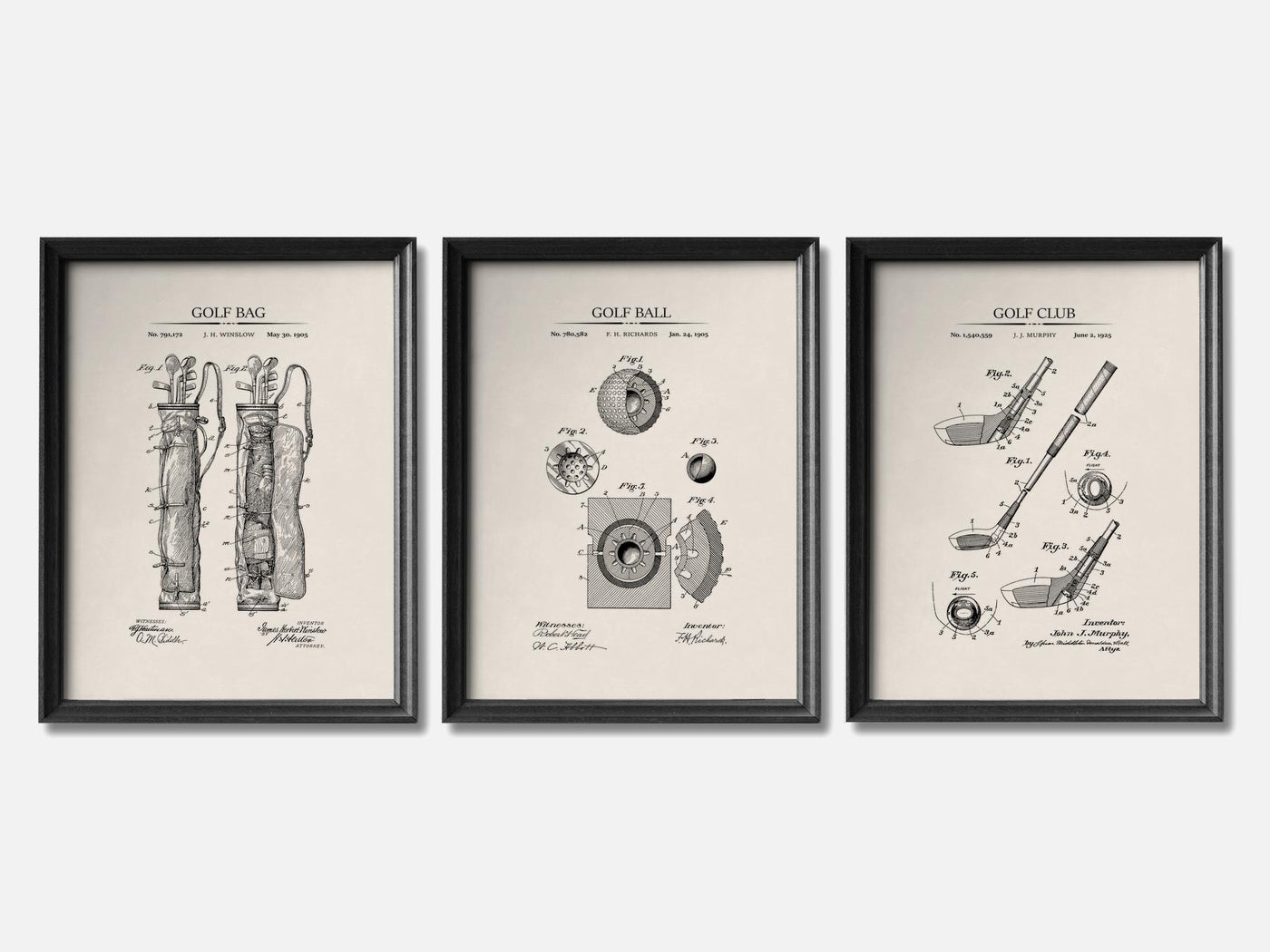 Golf Patent Print Set of 3 mockup - A_t10028-V1-PC_F+B-SS_3-PS_11x14-C_ivo variant