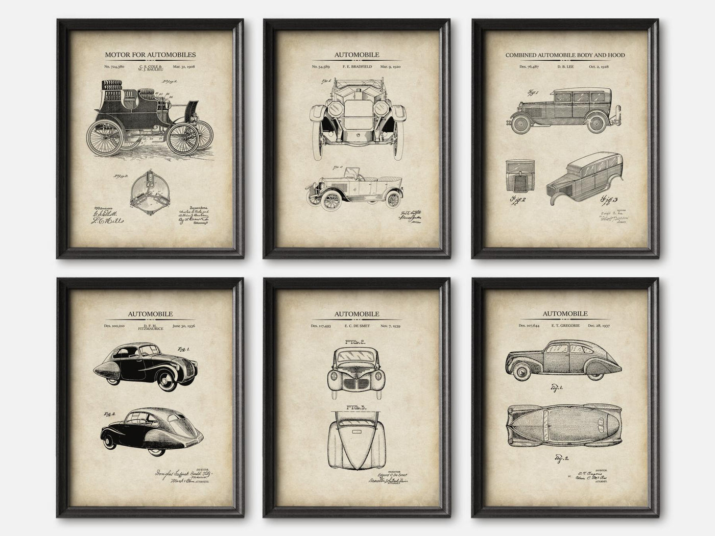 Vintage Car Patent Print Set of 6 mockup - A_t10018-V1-PC_F+B-SS_6-PS_5x7-C_par