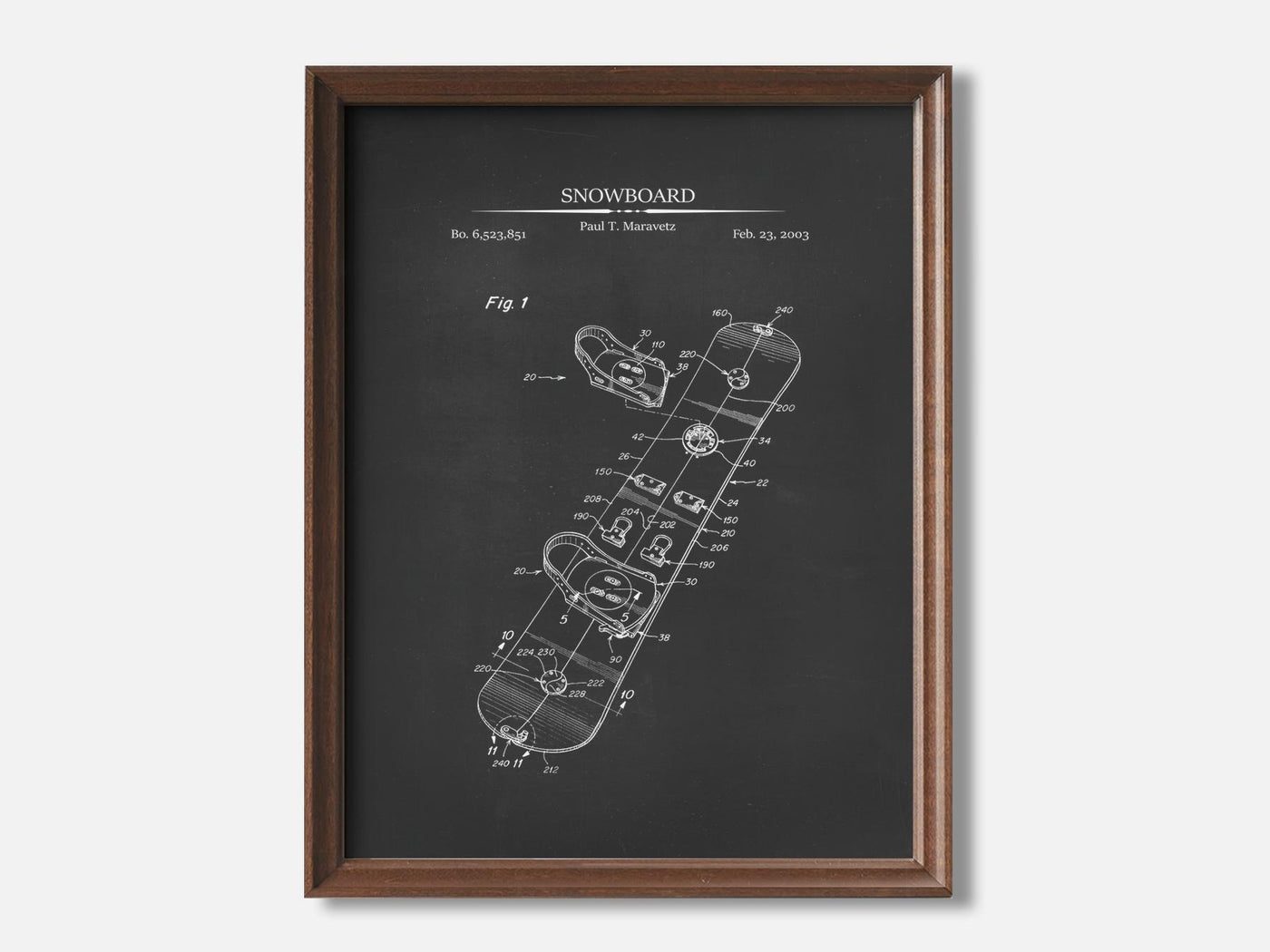 Snowboard 1 Walnut - Chalkboard mockup