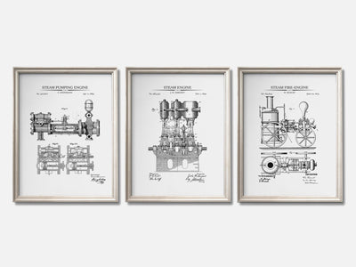 Steam Engines - Patent Print Set of 3 mockup - A_t10119-V1-PC_F+O-SS_3-PS_11x14-C_whi variant