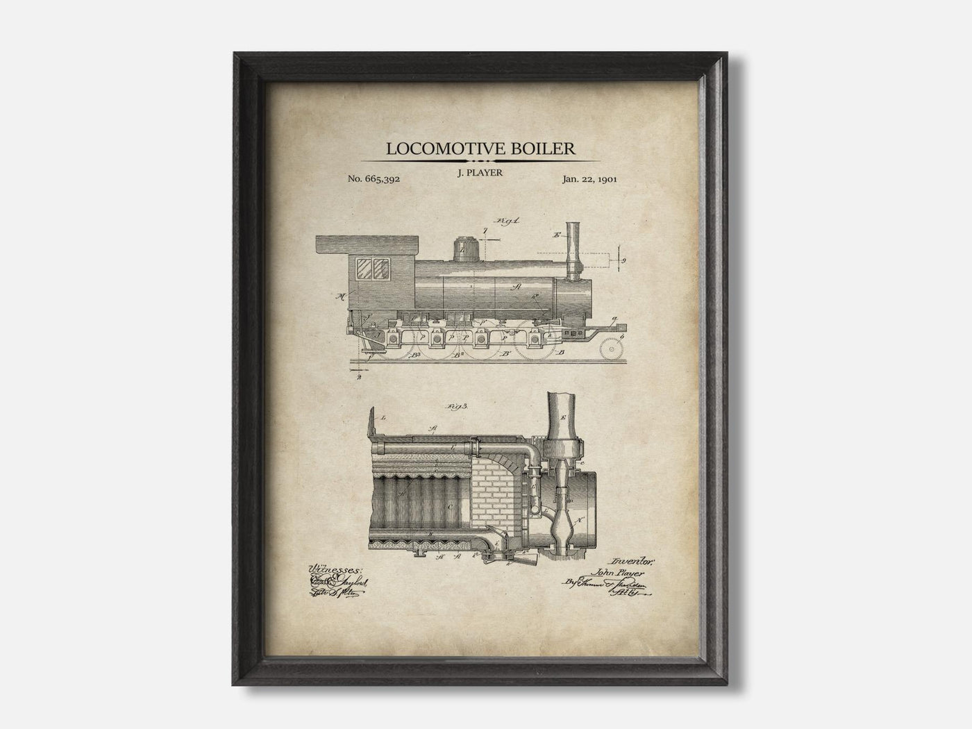 Locomotive Boiler Patent 1 Black - Parchment mockup