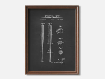 Baseball Patent Print Set of 3 1 Walnut - Chalkboard mockup