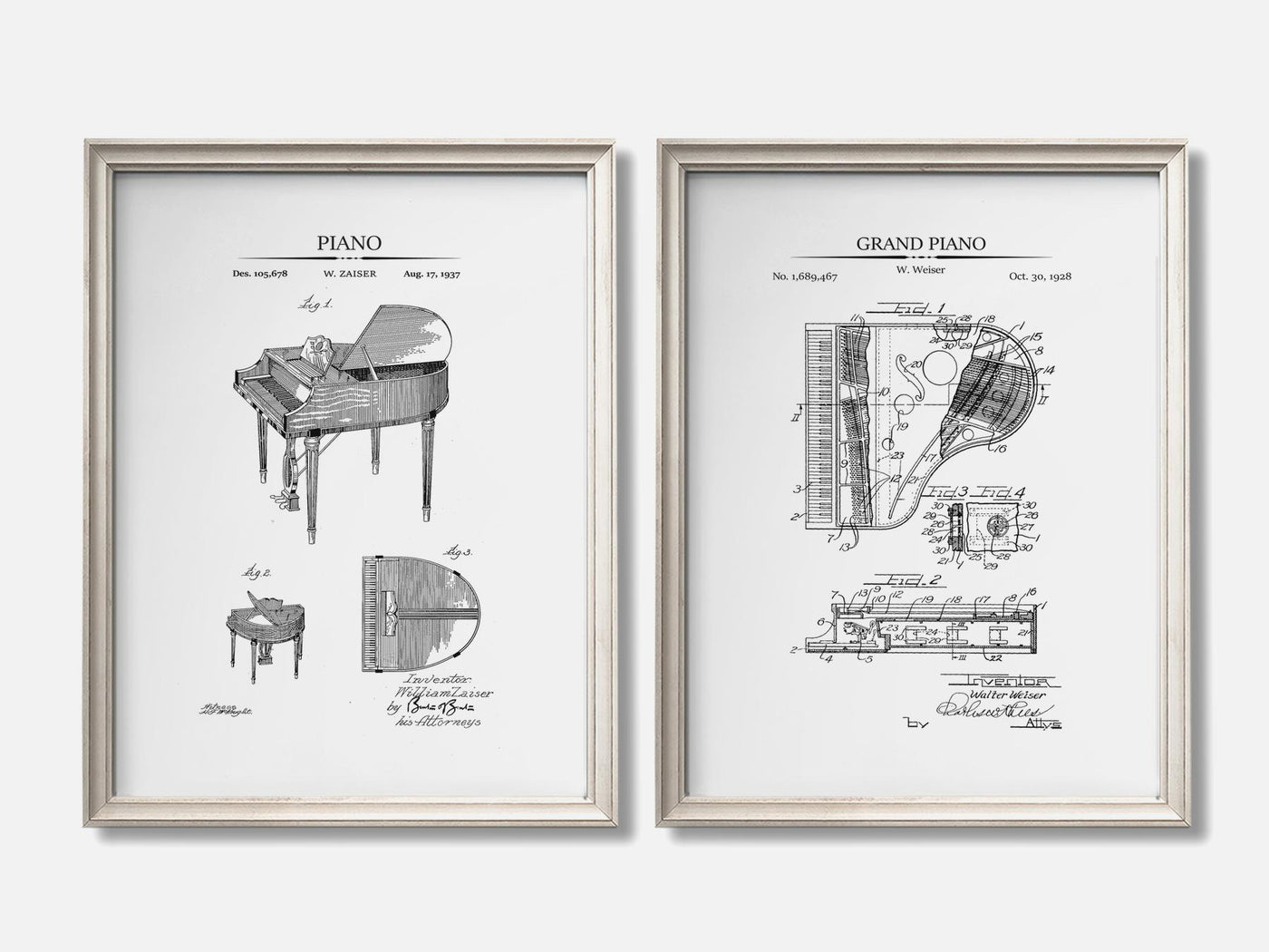 Piano Patent Print Set of 2 mockup - A_t10117-V1-PC_F+O-SS_2-PS_11x14-C_whi variant
