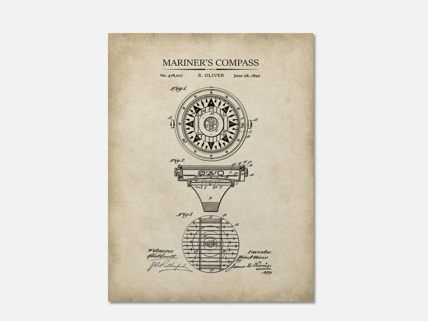 Mariner's Compass Patent Print mockup - A_to5-V1-PC_AP-SS_1-PS_5x7-C_par variant