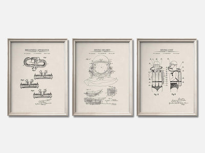 Scuba Diving Patent Print Set of 3 mockup - A_t10042-V1-PC_F+O-SS_3-PS_11x14-C_ivo variant