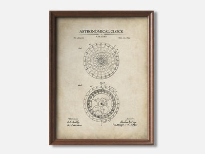 Astronomy Patent Print Set of 3 1 Walnut - Parchment mockup