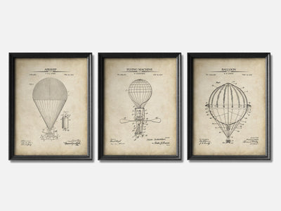 Hot Air Balloon Patent Print Set of 3 mockup - A_t10030-V1-PC_F+B-SS_3-PS_11x14-C_par variant