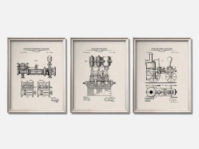 Steam Engines - Patent Print Set of 3 mockup - A_t10119-V1-PC_F+O-SS_3-PS_11x14-C_ivo variant