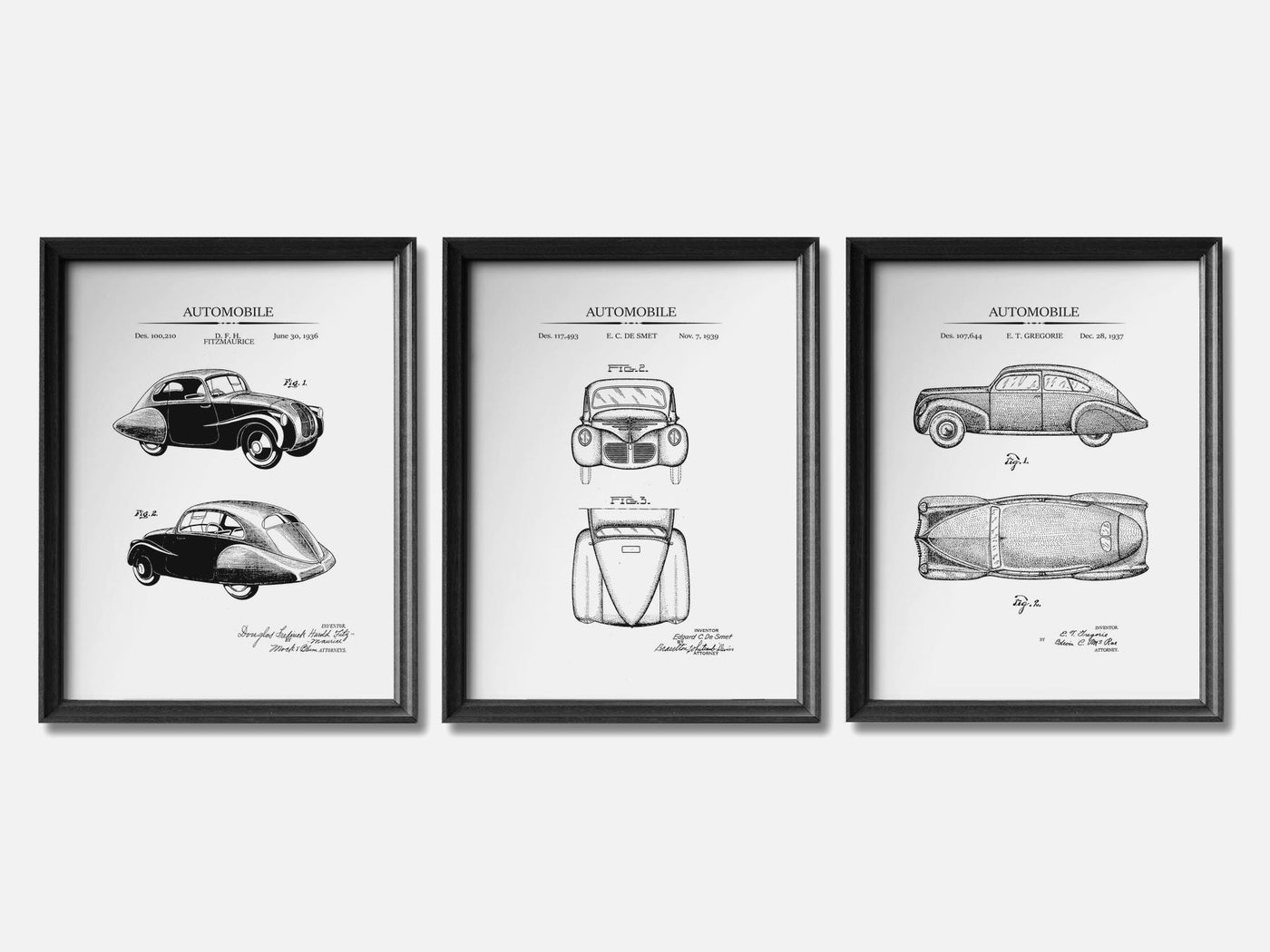 30s Cars Patent Print Set of 3 mockup - A_t10134-V1-PC_F+B-SS_3-PS_11x14-C_whi variant