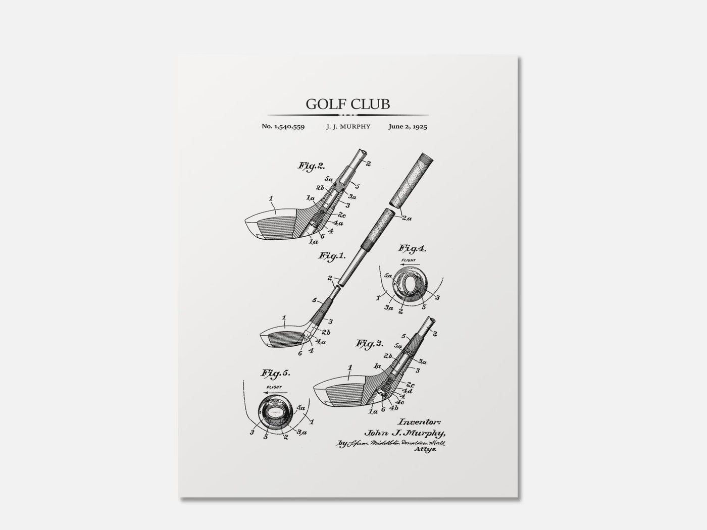 Golf Club Patent Print mockup - A_t10028.3-V1-PC_AP-SS_1-PS_5x7-C_whi variant