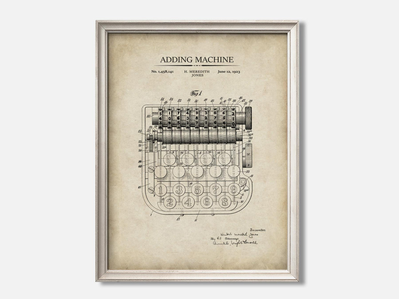 Vintage Calculator Patent Print mockup - A_to3-V1-PC_F+O-SS_1-PS_5x7-C_par variant