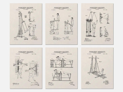 Vintage Exercise Patent Prints - Set of 6 mockup - A_t10135-V1-PC_AP-SS_6-PS_5x7-C_ivo variant