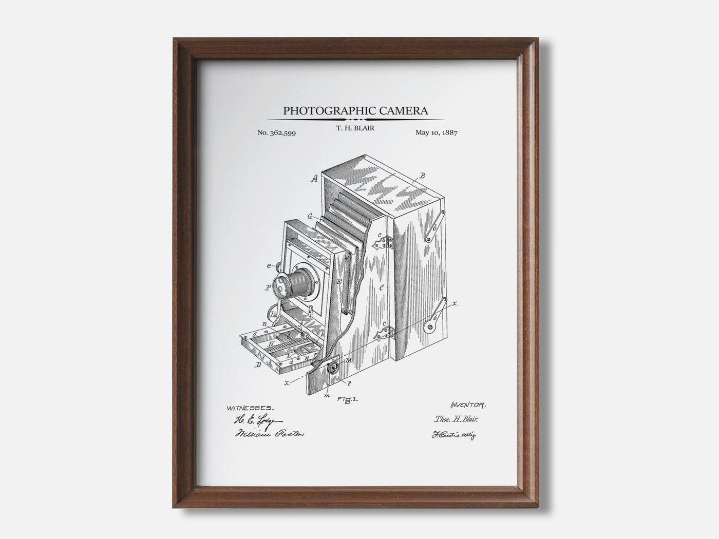 Antique Camera Patent Print mockup - A_t10016.1-V1-PC_F+WA-SS_1-PS_5x7-C_whi variant
