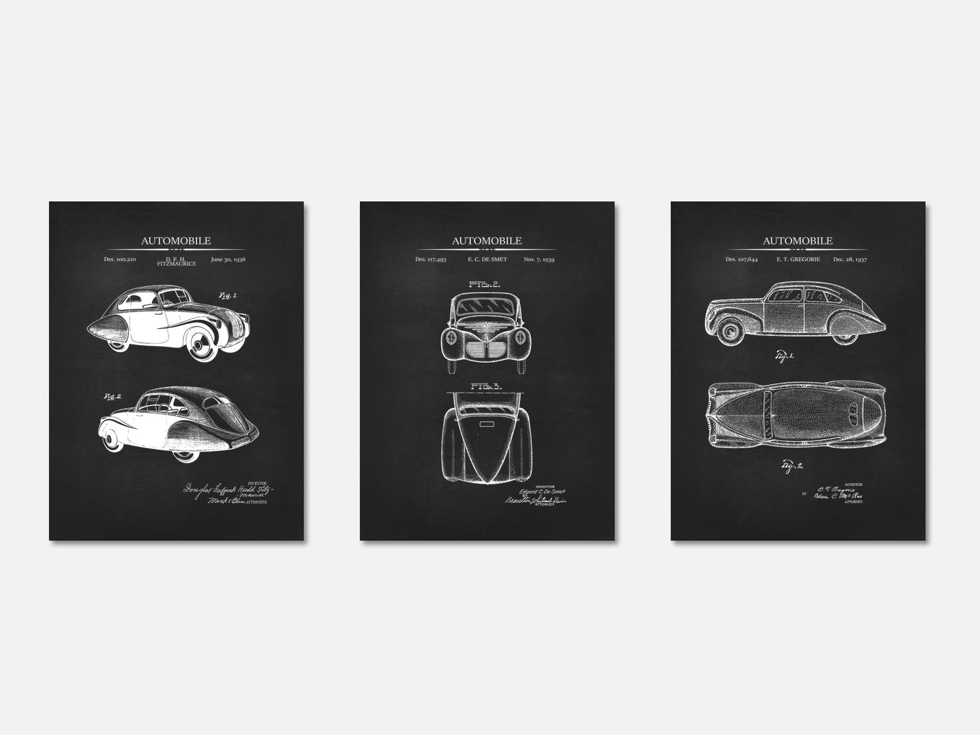 30s Cars Patent Print Set of 3 mockup - A_t10134-V1-PC_AP-SS_3-PS_11x14-C_cha variant