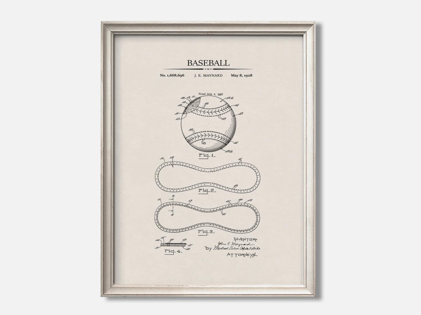 Baseball Patent Print Set of 3 1 Oat - Ivory mockup