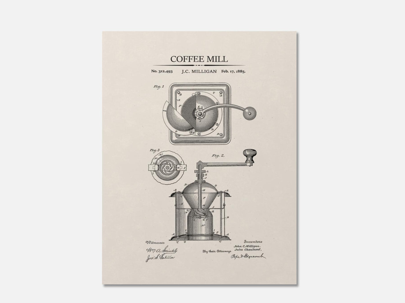 Coffee Mill Patent Print mockup - A_t10002.2-V1-PC_AP-SS_1-PS_5x7-C_ivo variant