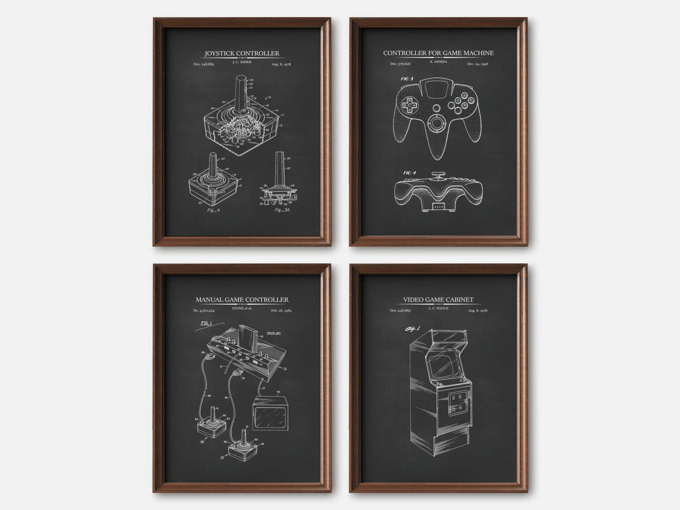 Retro Gaming Patent Print Set of 4 mockup - A_t10041-V1-PC_F+WA-SS_4-PS_5x7-C_cha variant