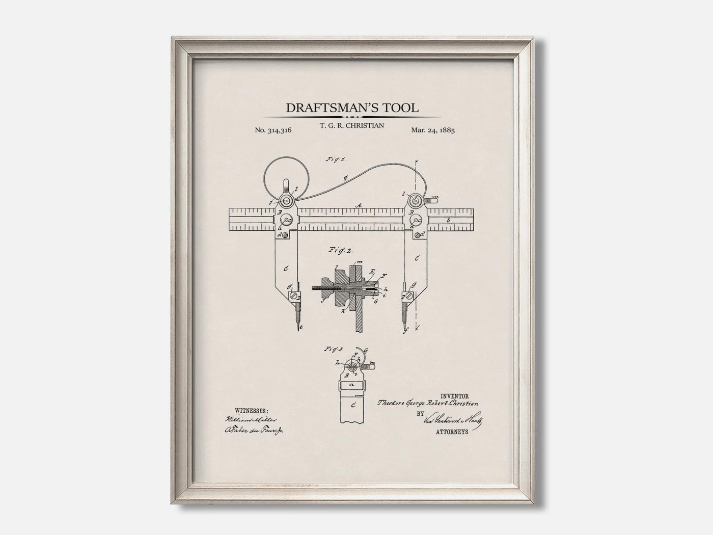 Architect Patent Print Set of 3 1 Oat - Ivory mockup