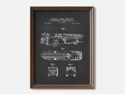 Aerial Fire Truck 1 Walnut - Chalkboard mockup