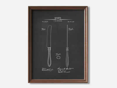 Dining Room Patent Print Set of 3 1 Walnut - Chalkboard mockup